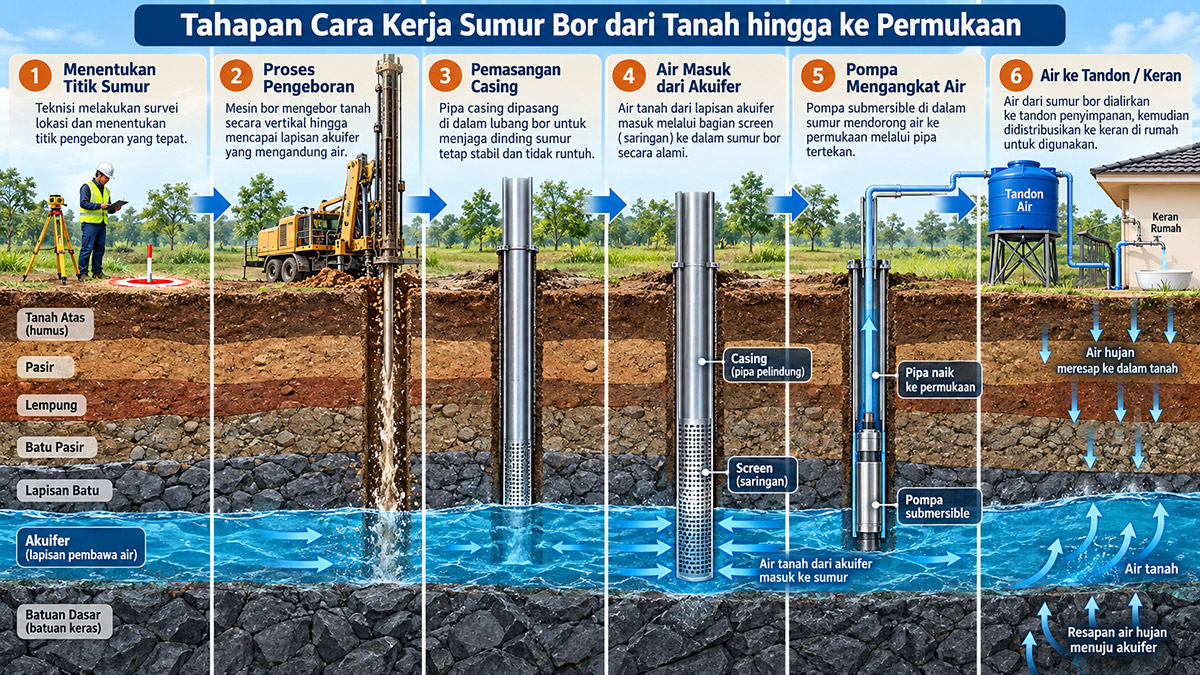 tahapan cara kerja sumur bor